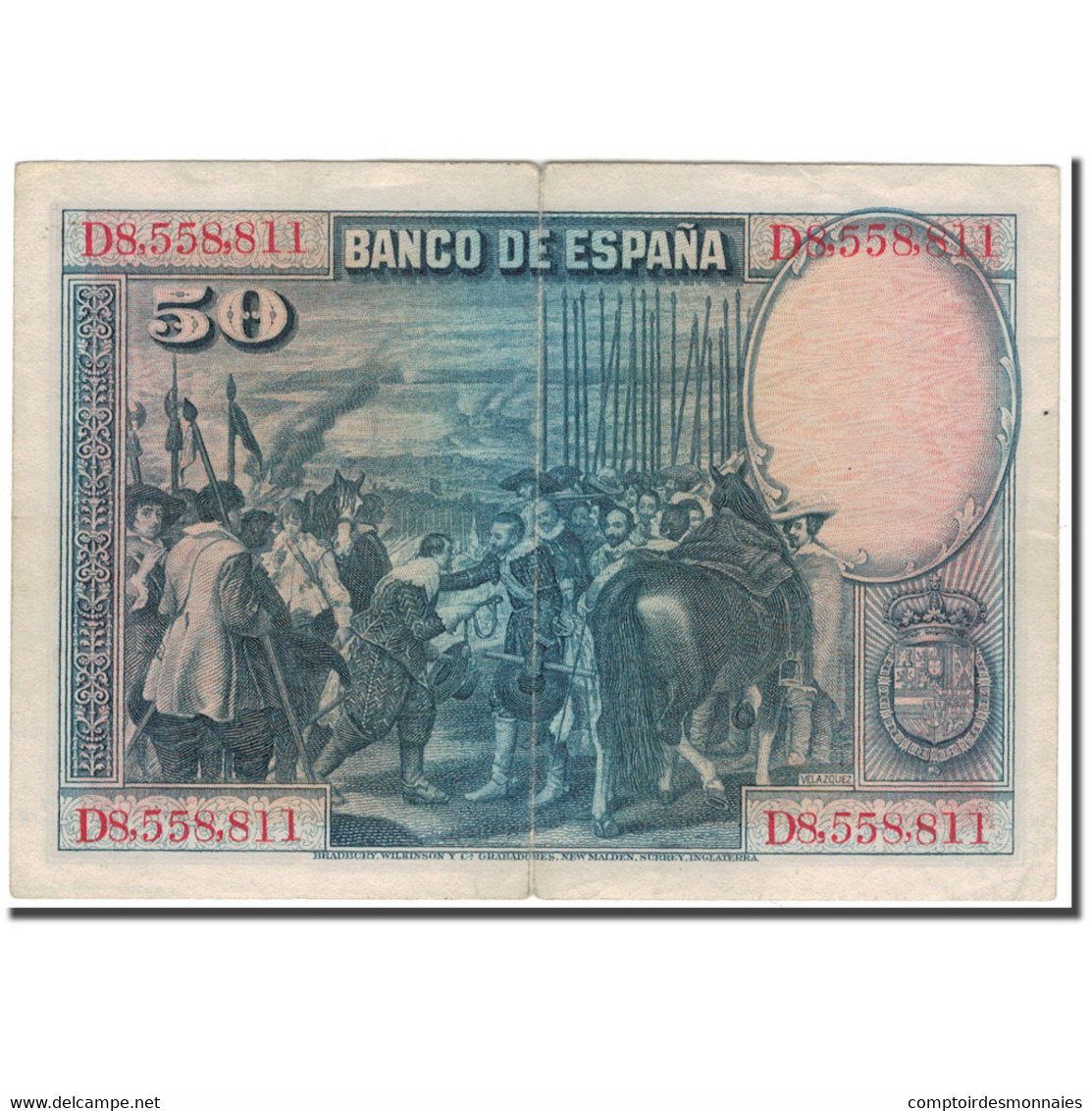 Billet, Espagne, 50 Pesetas, 1928-08-15, KM:75b, TTB - 50 Peseten