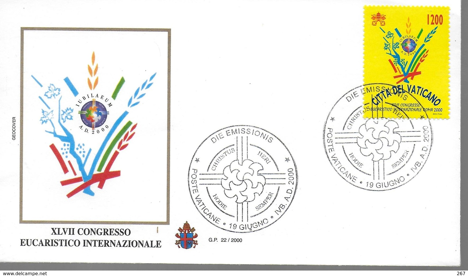 VATICAN  FDC 2000 Eucharistie - Lettres & Documents