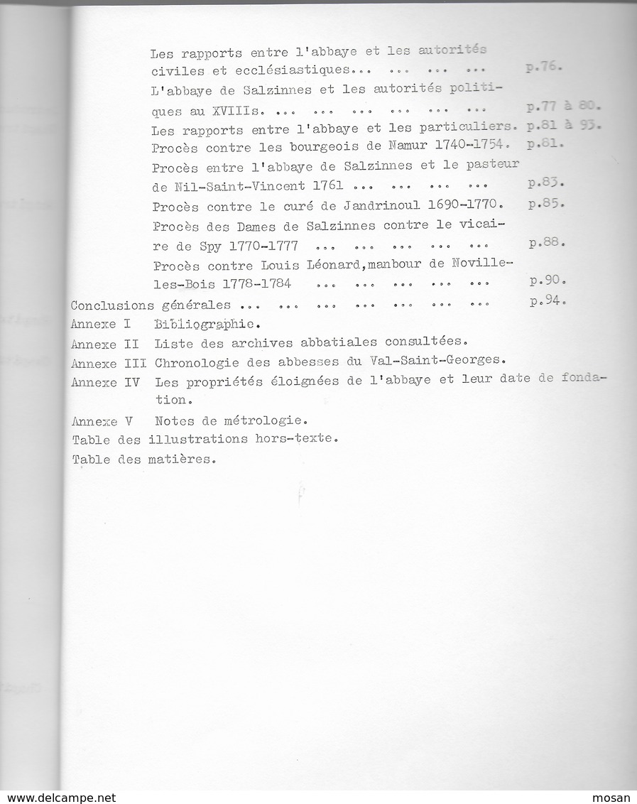 Histoire économique Et Administrative De L'abbaye Du Val Saint-Georges Sous L'ancien Régime De 1735 à 1796. Salzinnes. - Geschiedenis