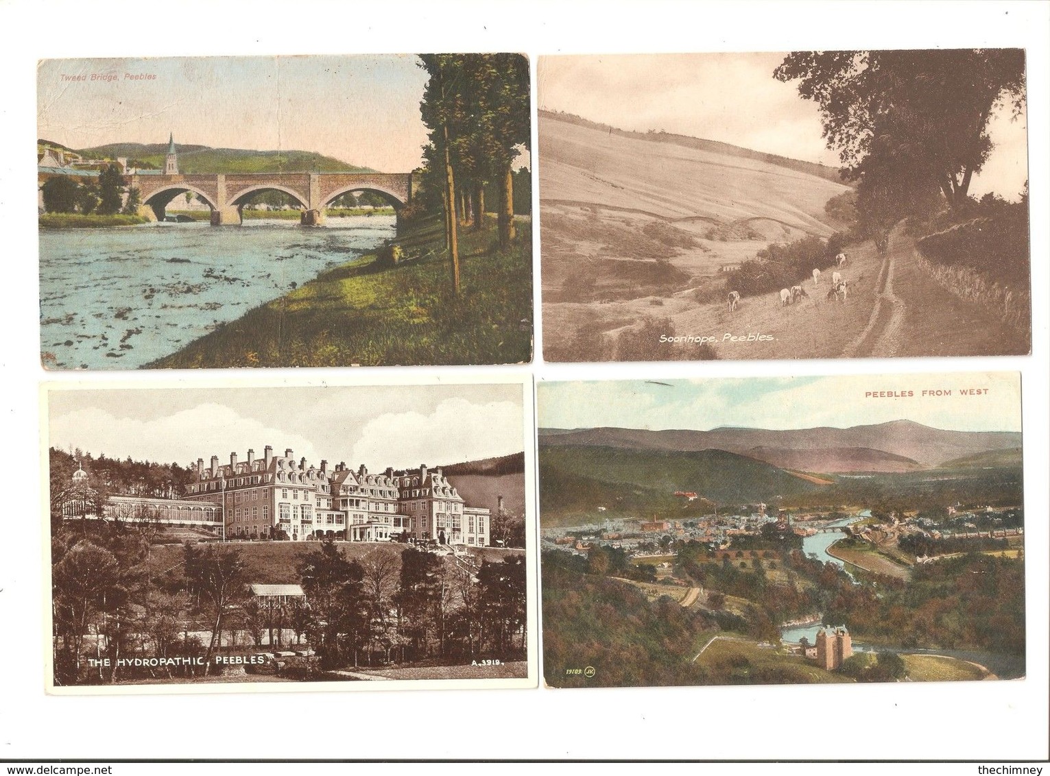 FOUR PEEBLES SCOTLAND POSTCARDS - Peeblesshire