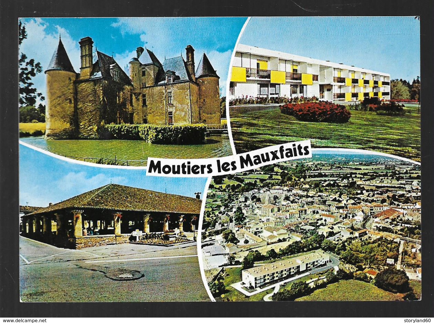 Cpm 8519920 Moutiers Les Mauxfaits 4 Vues Situées Sur Carte , Les Halles , Vue Générale Aérienne, L'hermitage - Moutiers Les Mauxfaits