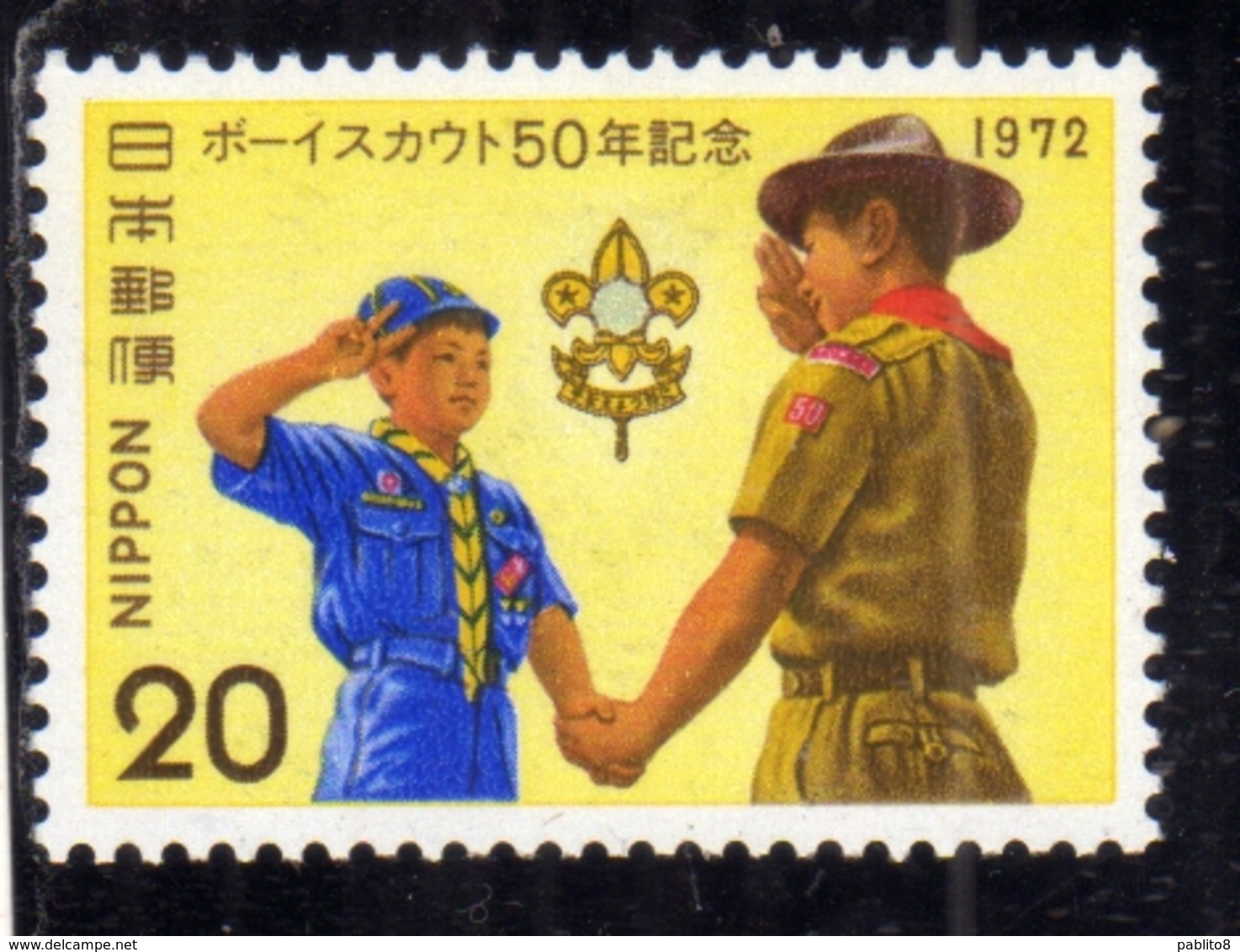 JAPAN NIPPON GIAPPONE JAPON 1972 BOY SCOUTS Shaking Hand Of Cub Scout 20y MNH - Nuovi