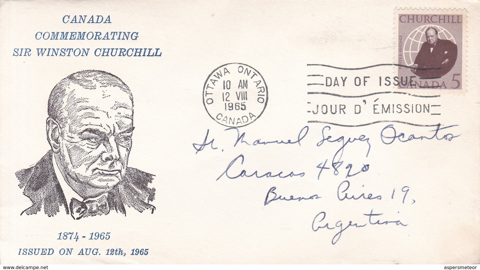 CANADA COMMEMORATING SIR WINSTON CHURCHILL-FDC CANADA OTTAWA CIRCA 1965 - BLEUP - 1961-1970