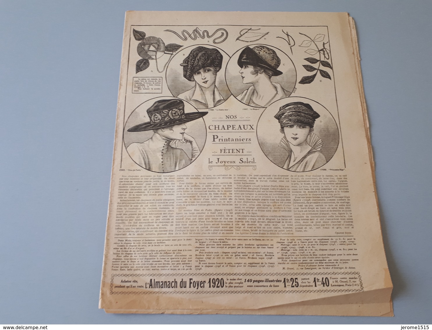 Revue Ancienne Broderie L'Almanache Du Foyer 1920  & - Magazines & Catalogues