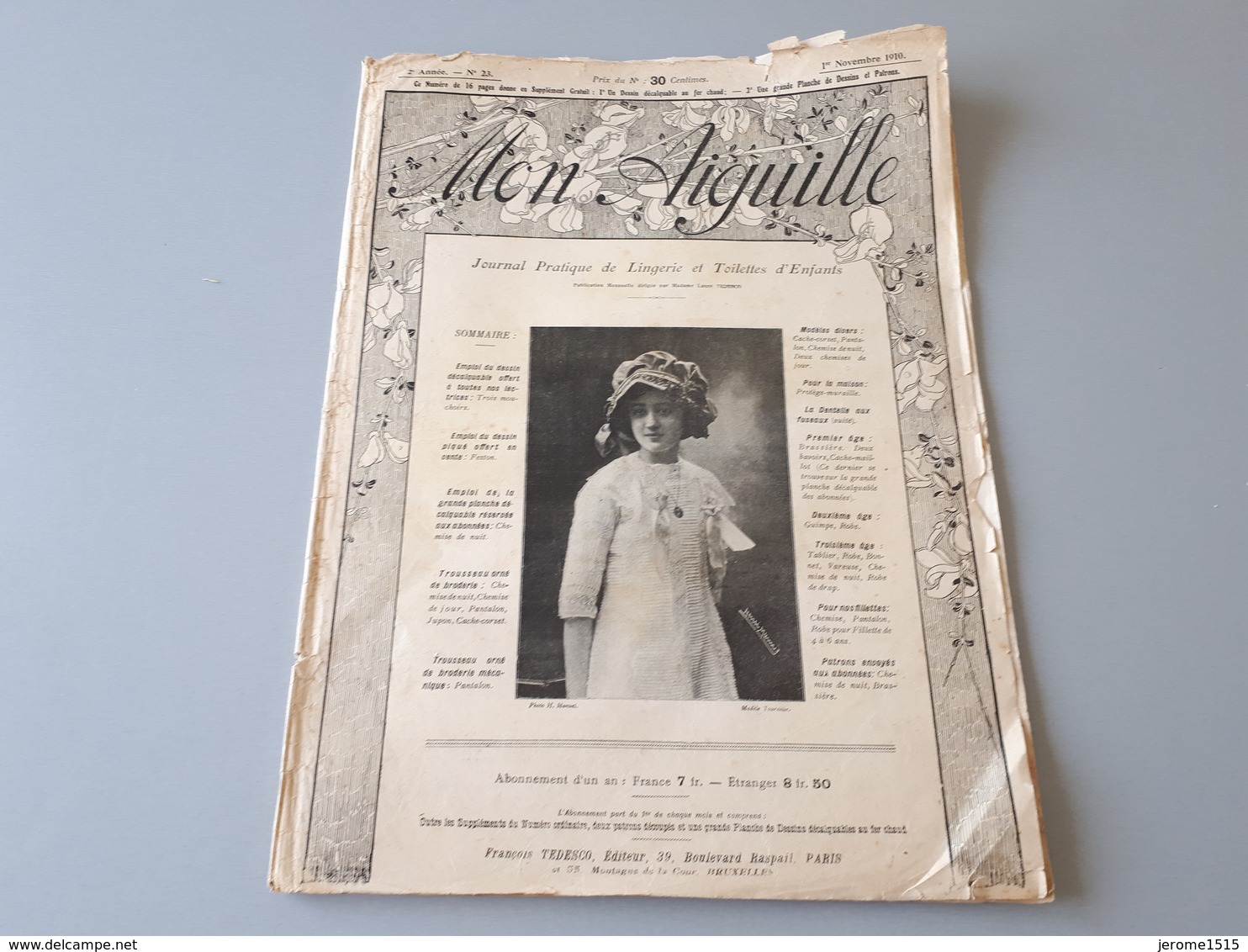 Revue Ancienne Mon Aiguille 1er Nov 1910 Lingerie Et Toilettes D'enfants  & - Magazines & Catalogs