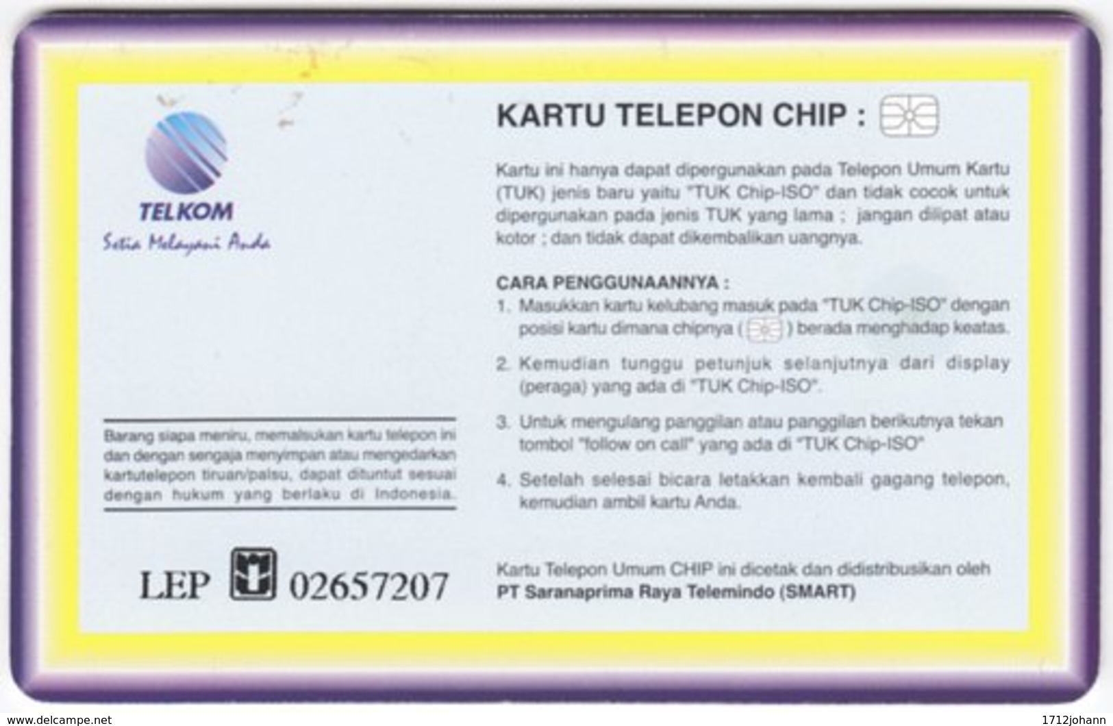 INDONESIA A-284 Chip Telekom - Plant, Fruit - Used - Indonesien