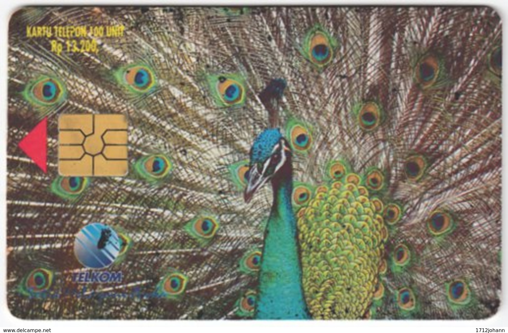 INDONESIA A-331 Chip Telekom - Animal, Bird, Peacock - Used - Indonésie