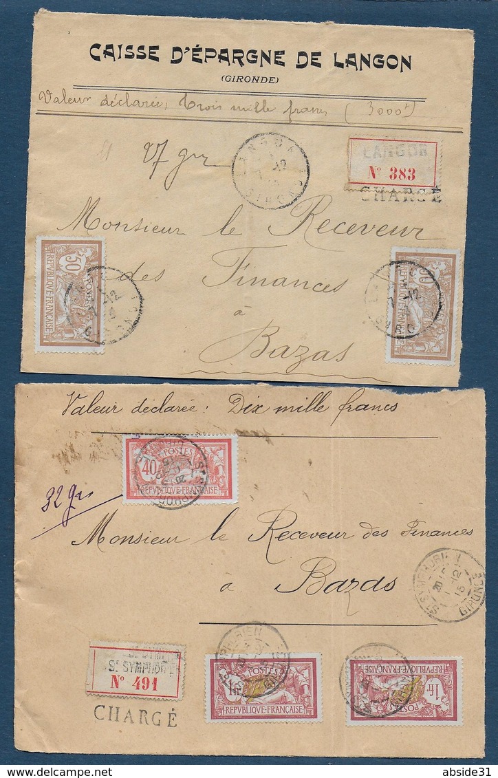 Lot De 8 Devants De Lettres Chargées Avec Type Merson - 1877-1920: Période Semi Moderne