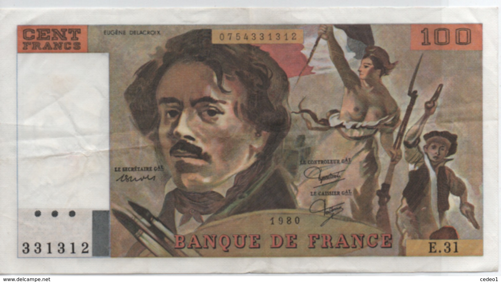 100 FRANCS DELACROIX  1980  SERIE E.31 - 100 F 1978-1995 ''Delacroix''