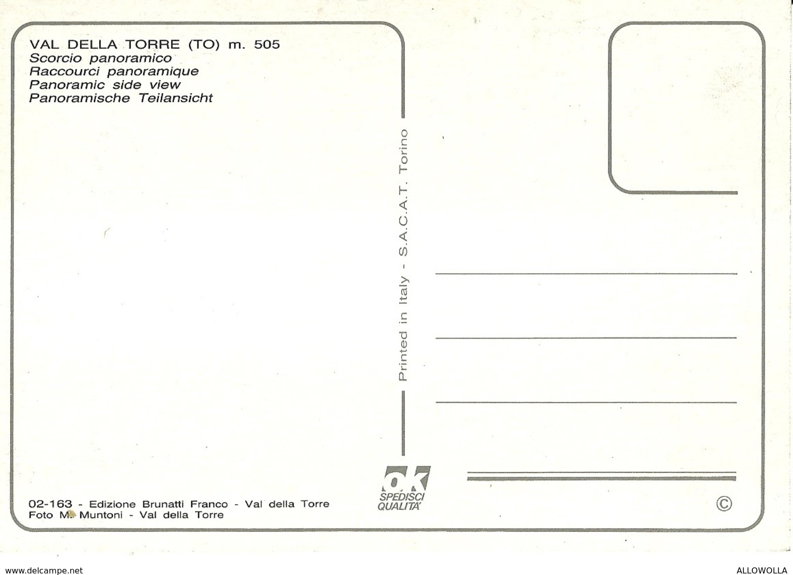 3322 " VAL DELLA TORRE (TO) M. 505-SCORCIO PANORAMICO " CART. POST. ORIG. NON SPED. - Altri & Non Classificati