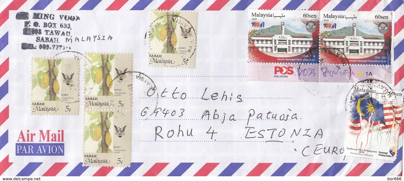 GOOD MALAYSIA Postal Cover To ESTONIA 2019 - Good Stamped: Architecture ; Flag ; Koko - Malaysia (1964-...)