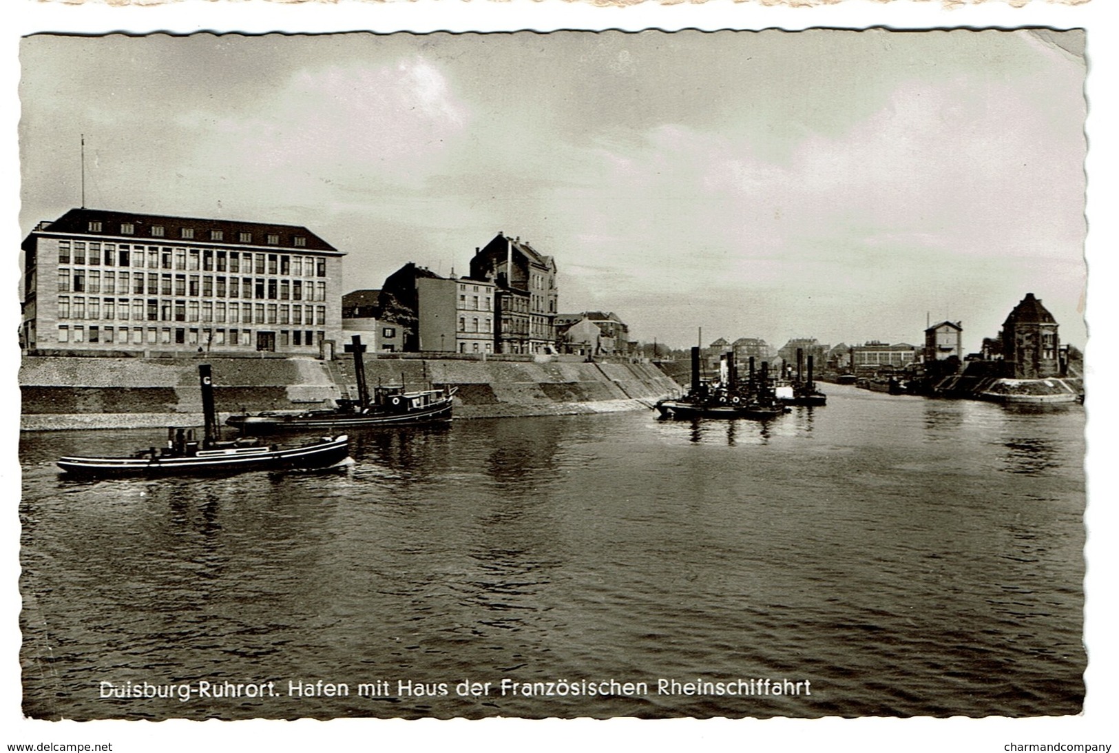 Duisburg - Ruhrort - Hafen Mit Haus Der Französischen Rheinschiffahrt - 1955 - 2 Scans - Duisburg