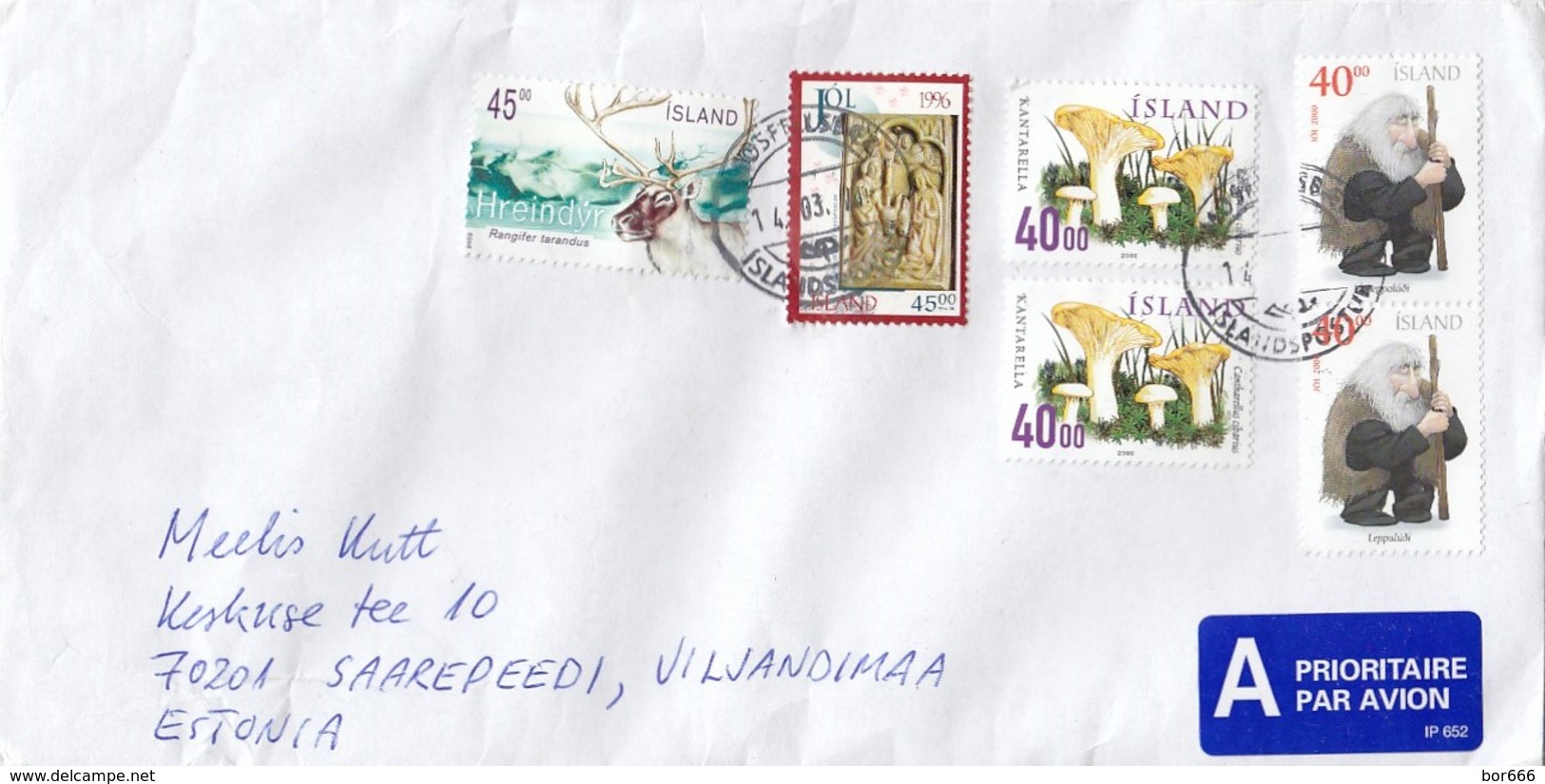 GOOD ICELAND Postal Cover To ESTONIA 2019 - Good Stamped: Christmas ; Deer ; Mushrooms - Lettres & Documents
