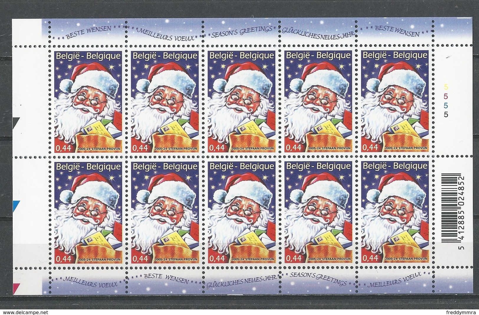 Belgique: 3466 ** En Feuillet De 10 (Le Père Noël) - 1961-2001