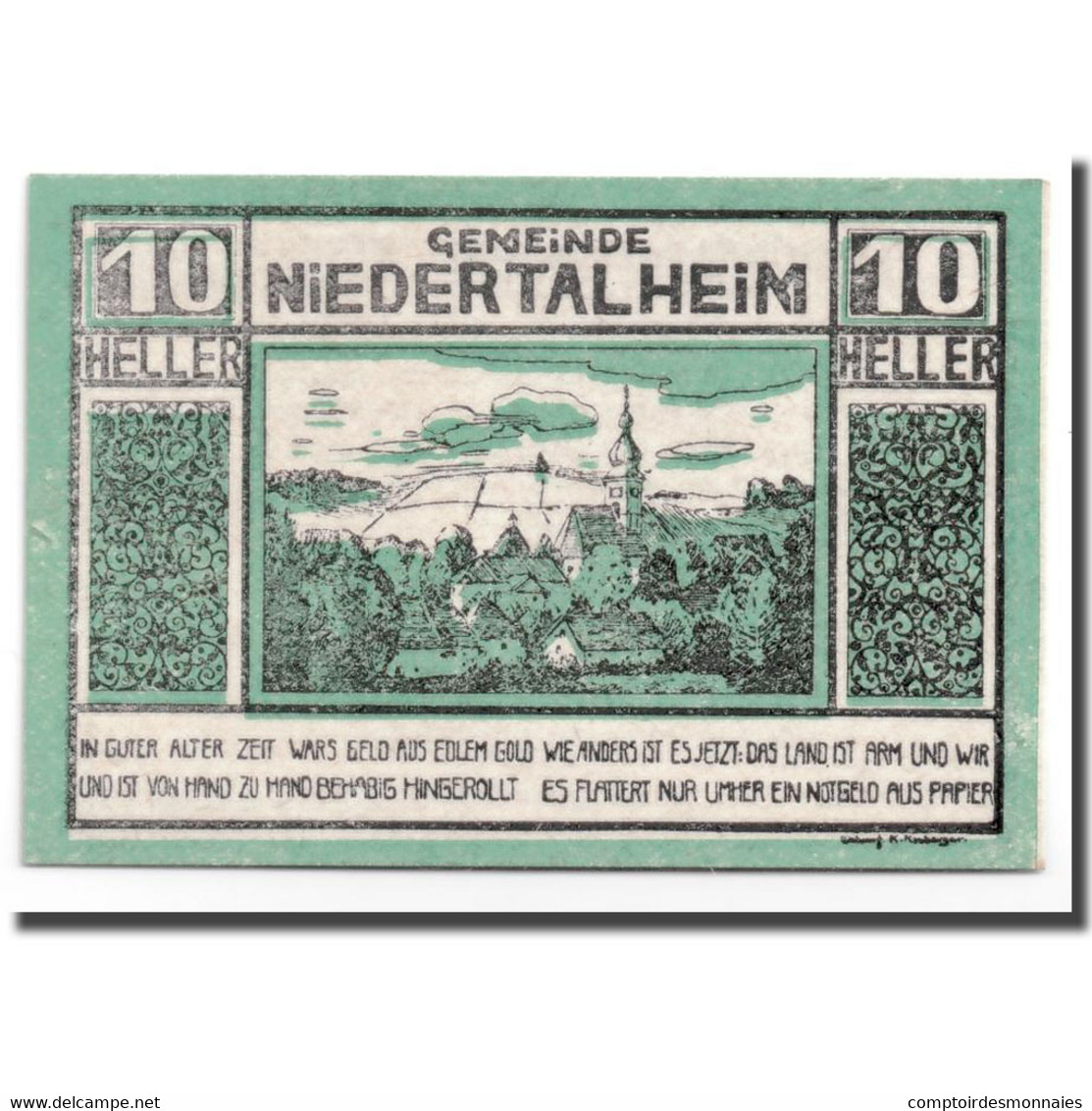 Billet, Autriche, Niederthalheim, 10 Heller, Paysage, 1920, 1920-04-21, SPL - Autriche