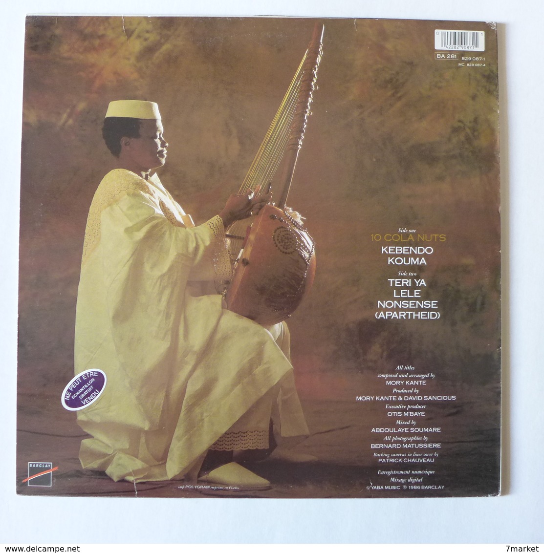 LP/  Mory Kante - 10 Cola Nuts  / 1986 - Musiques Du Monde