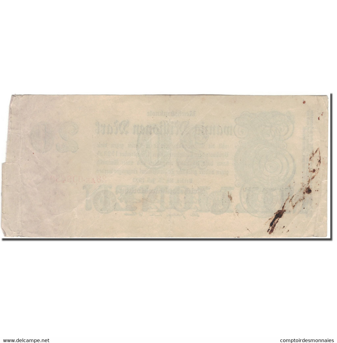 Billet, Allemagne, 20 Millionen Mark, 1923, KM:97b, TB+ - 20 Miljoen Mark