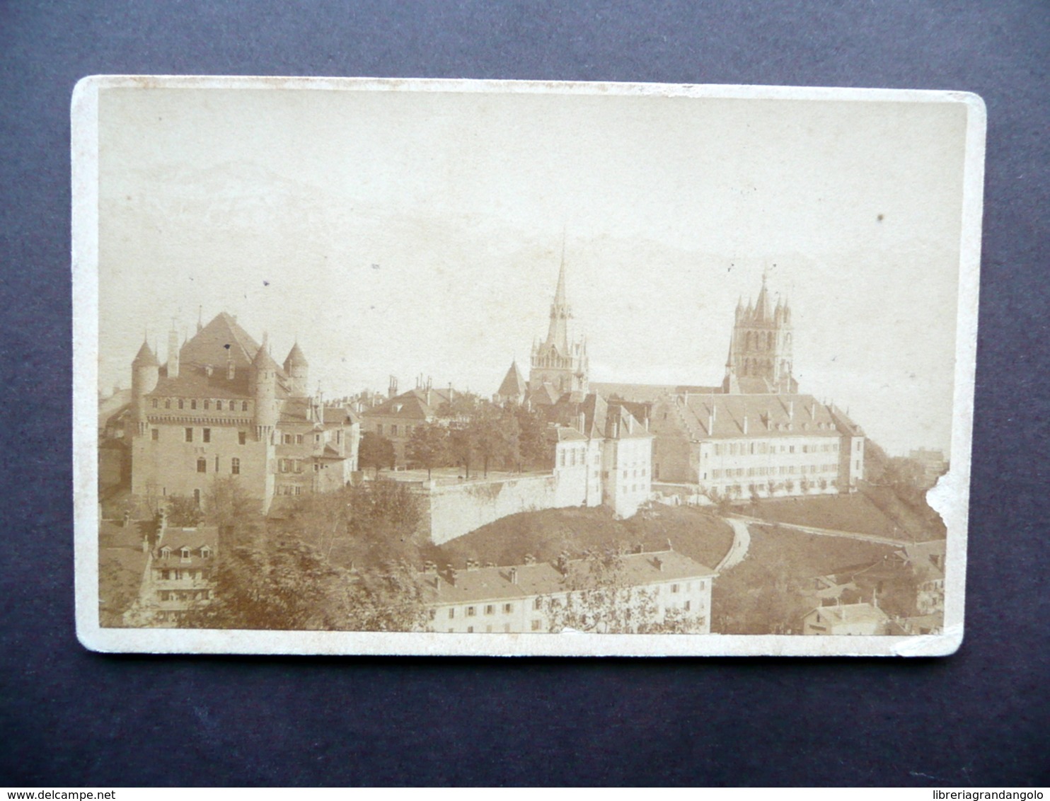 Fotografia Originale Lausanne Et La Dent D'Oche Foto C. Louvrier Carte De Visite - Altri & Non Classificati