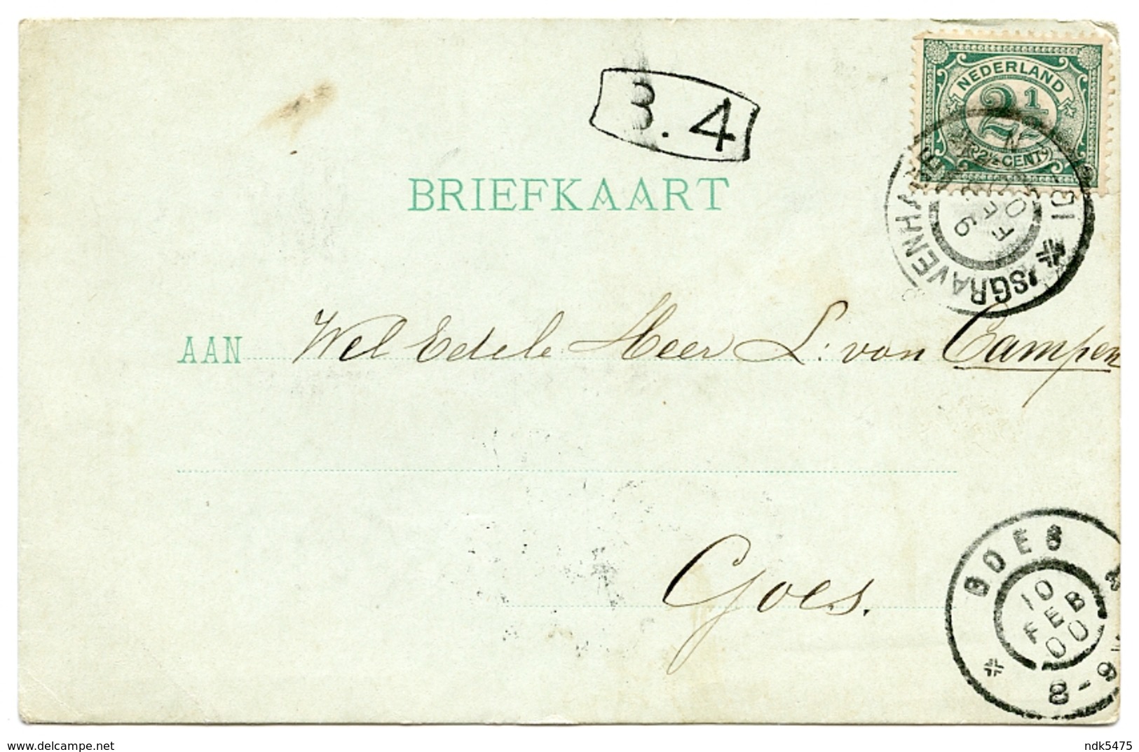 PAYS BAS : CACHET & ADDRESS - GOES, 1900 - Brieven En Documenten