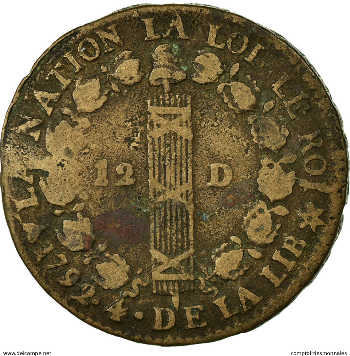 Monnaie, France, 12 Deniers Français, 12 Deniers, 1792, Strasbourg, TB, Bronze - Autres & Non Classés