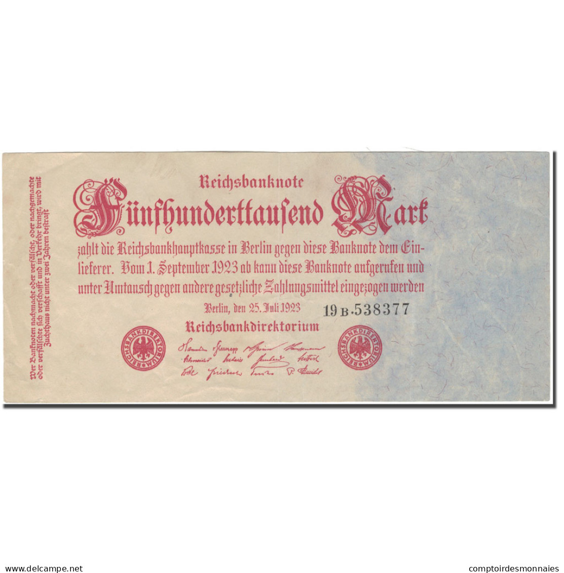 Billet, Allemagne, 500,000 Mark, 1923, KM:92, TTB+ - 500000 Mark