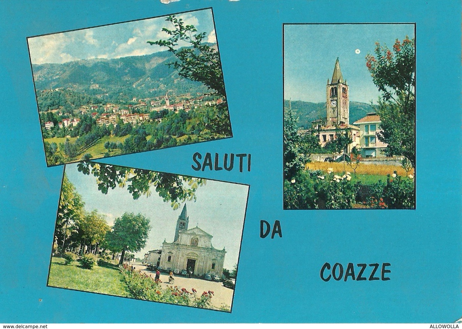 3344 "SALUTI DA COAZZE (TO) M. 770-PANORAMA-CHIESA PARROCCHIALE-CAMPANILE STORICO "   CART. POST. ORIG. NON SPED. - Saluti Da.../ Gruss Aus...