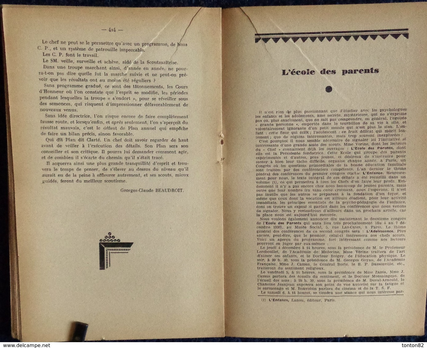 LE CHEF - Revue Mensuelle Du Scoutisme Français - N° 77 - 15 Novembre 1930 . - 1901-1940