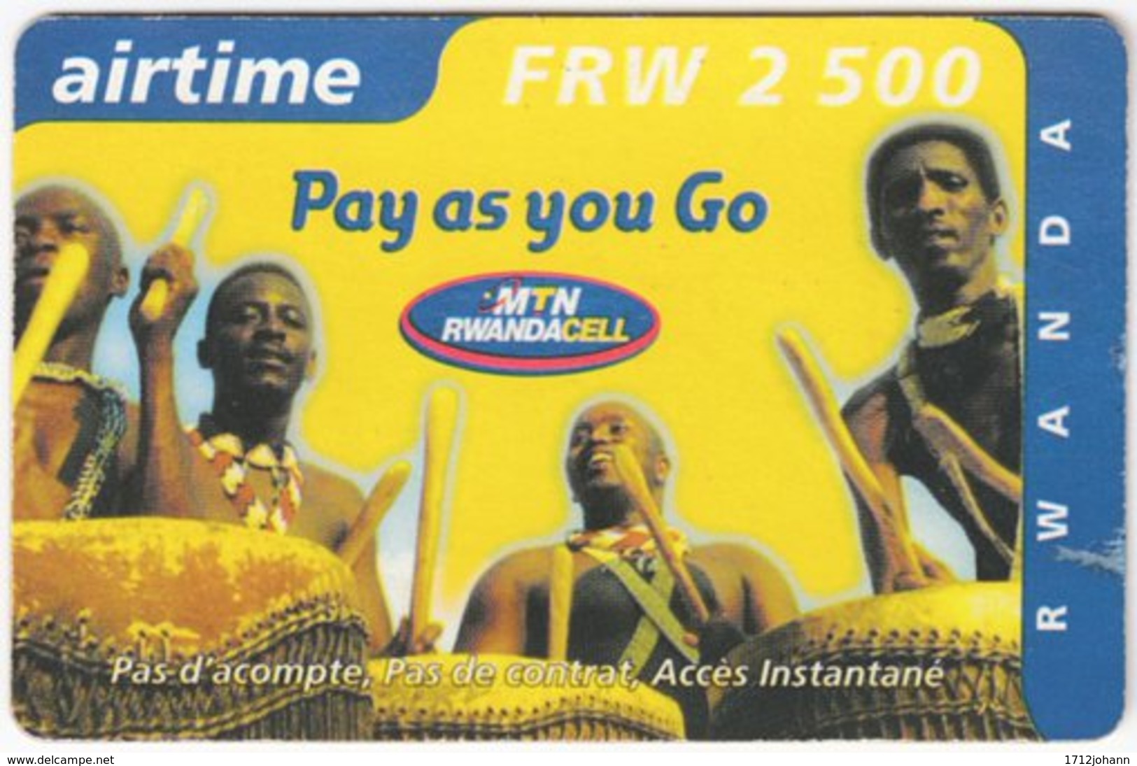 RWANDA A-004 Prepaid MTN - People, Traditional Musicians - Used - Rwanda