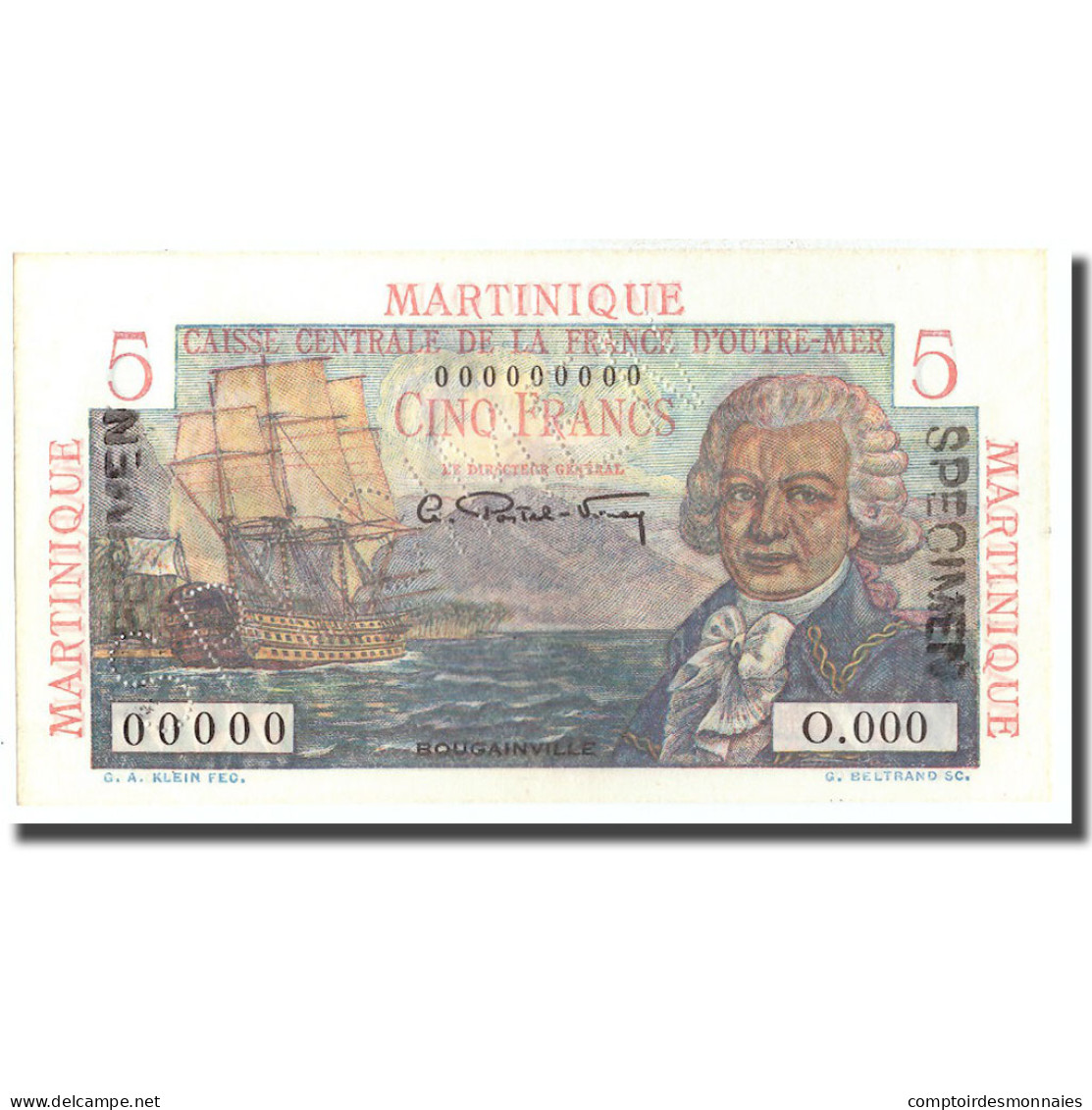 Billet, Martinique, 5 Francs, Undated (1947), Specimen, KM:27s, NEUF - Fiktive & Specimen