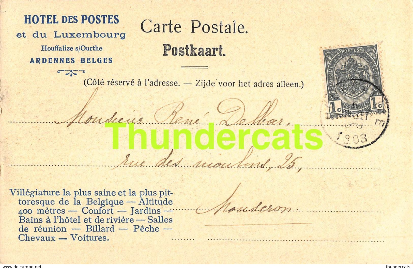 CPA HOTEL DE POSTES ET DU LUXEMBOURG HOUFFALIZE  L'OURTHE NELS SERIE 26 NO 28 - Houffalize