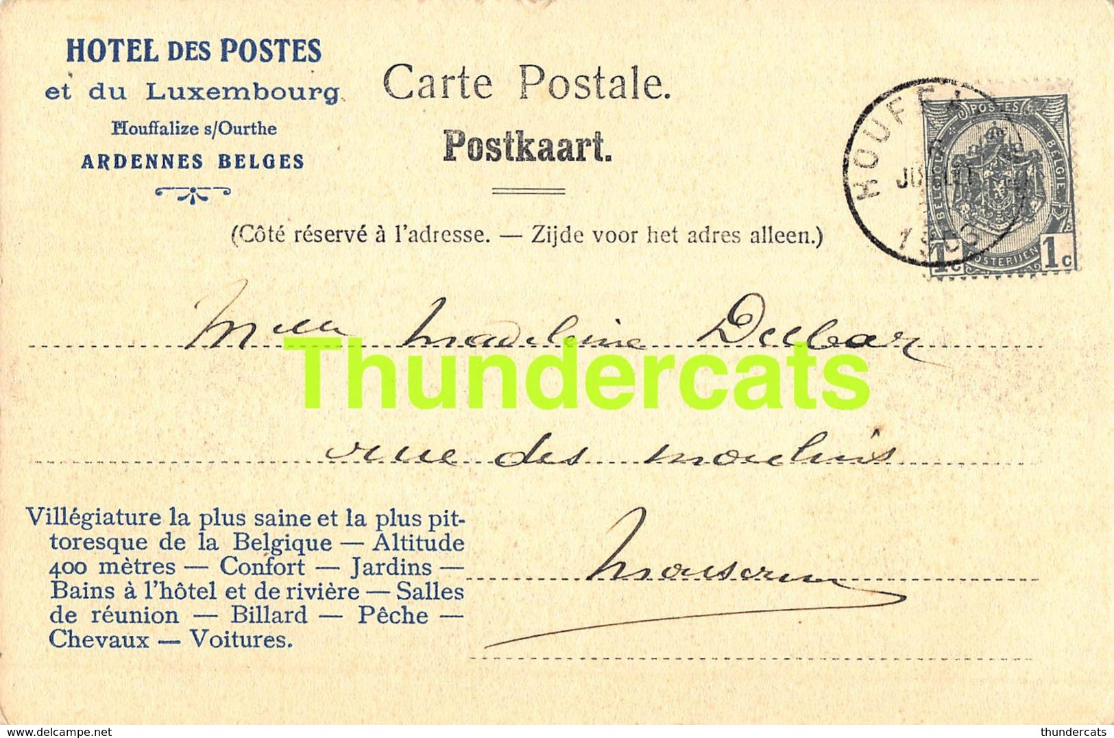 CPA HOTEL DE POSTES ET DU LUXEMBOURG HOUFFALIZE  LA ROUTE DE BASTOGNE NELS SERIE 26 NO 29 - Houffalize