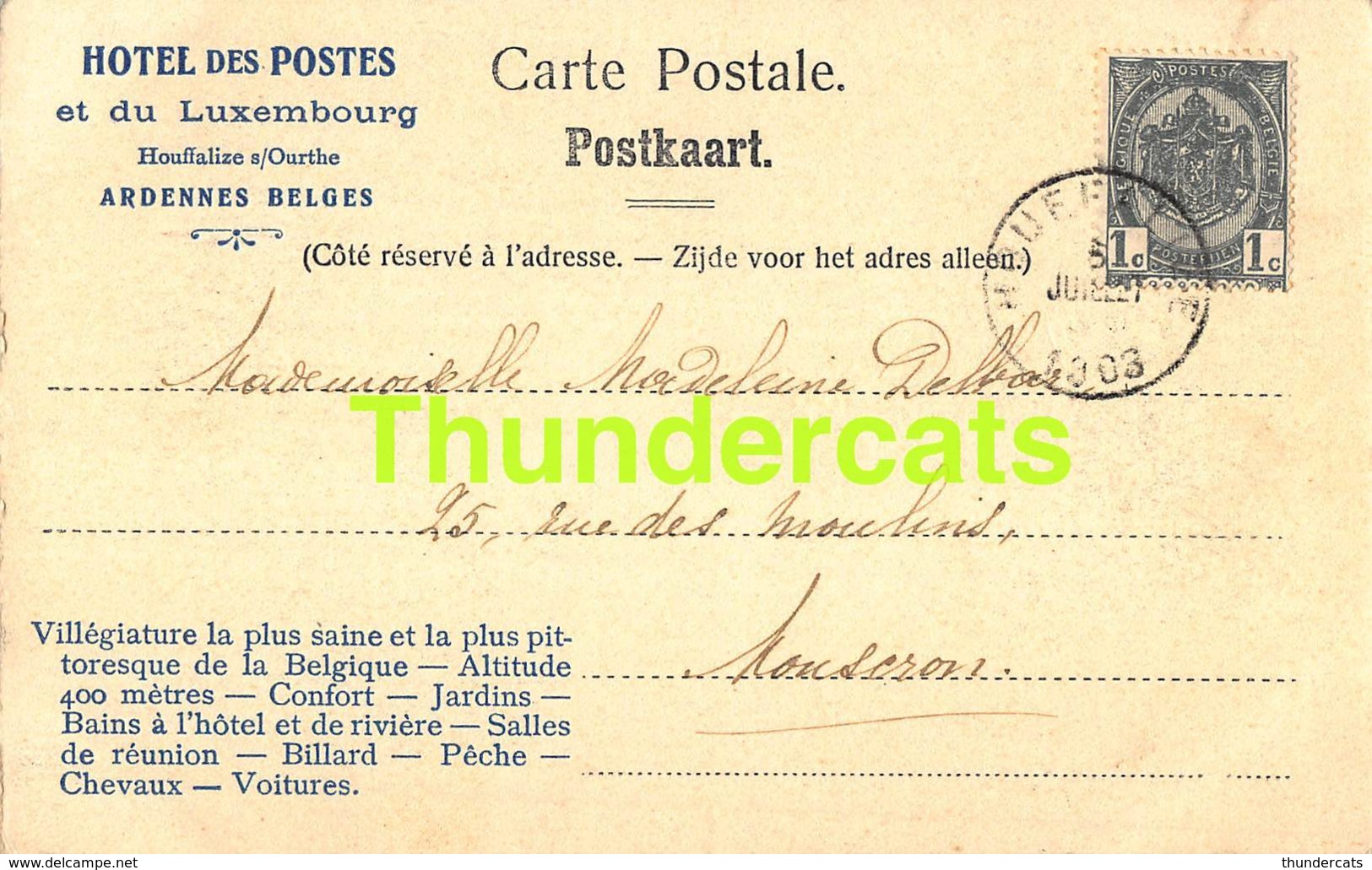 CPA HOTEL DE POSTES ET DU LUXEMBOURG HOUFFALIZE PONT PRES DU MOULIN LEMAIRE NELS SERIE 26 NO 30 - Houffalize