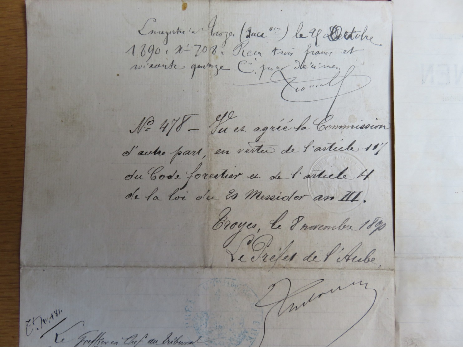 LOT 5 vieux papier Manuscrit 1890 - Concours de musique 1924 - Facture 1941 - courrier 1924 - MISE A PRIX 1€ ! Bonne enc