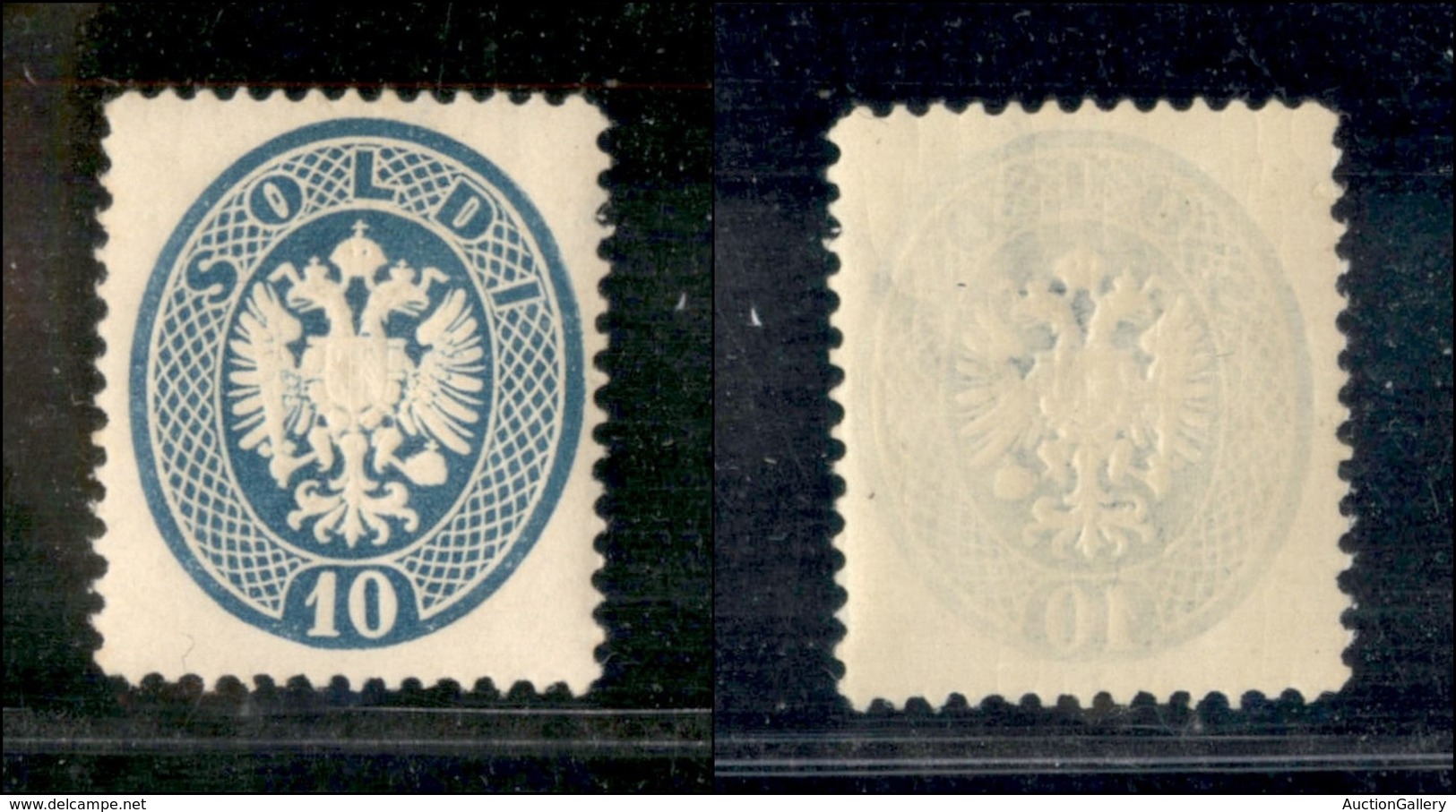 ANTICHI STATI - LOMBARDO VENETO - 1894 - Ristampe - 10 Soldi Azzurro (R20) Con Grande Filigrana - Gomma Integra - Autres & Non Classés