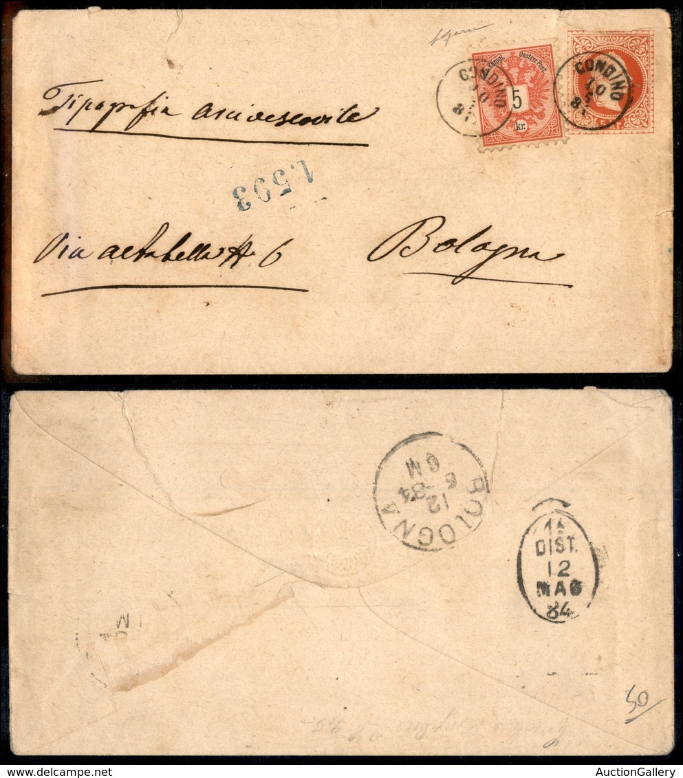 ANTICHI STATI - AUSTRIA TERRITORI ITALIANI - Gemelli - Condino (P.ti 4) - Busta Postale Da 5 Kreuzer (con Strappo In Alt - Autres & Non Classés