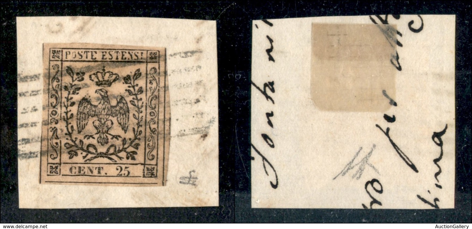 ANTICHI STATI - MODENA - 1852 - 25 Cent (4) Usato Su Frammento - Diena (90) - Sonstige & Ohne Zuordnung