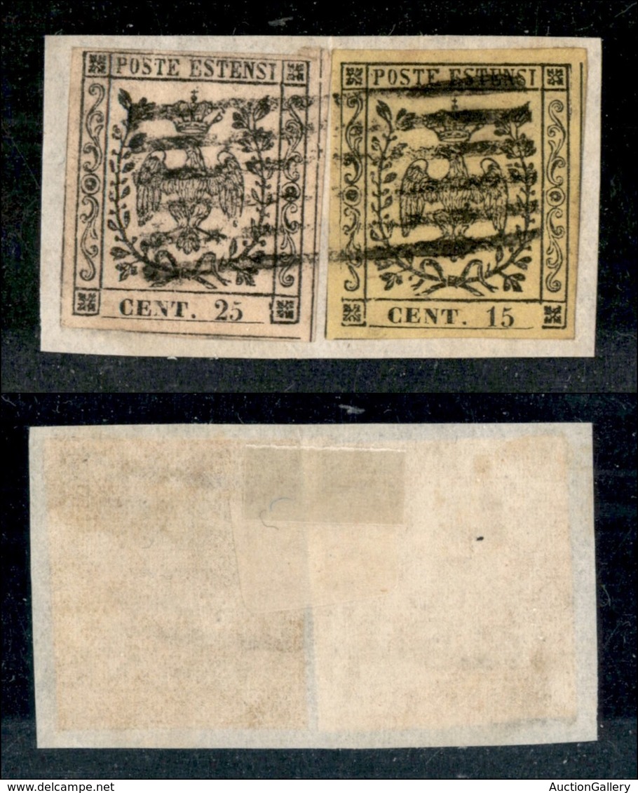 ANTICHI STATI - MODENA - 1852 - 25 Cent (4) + 15 Cent (3) Usati Su Frammento (165) - Sonstige & Ohne Zuordnung