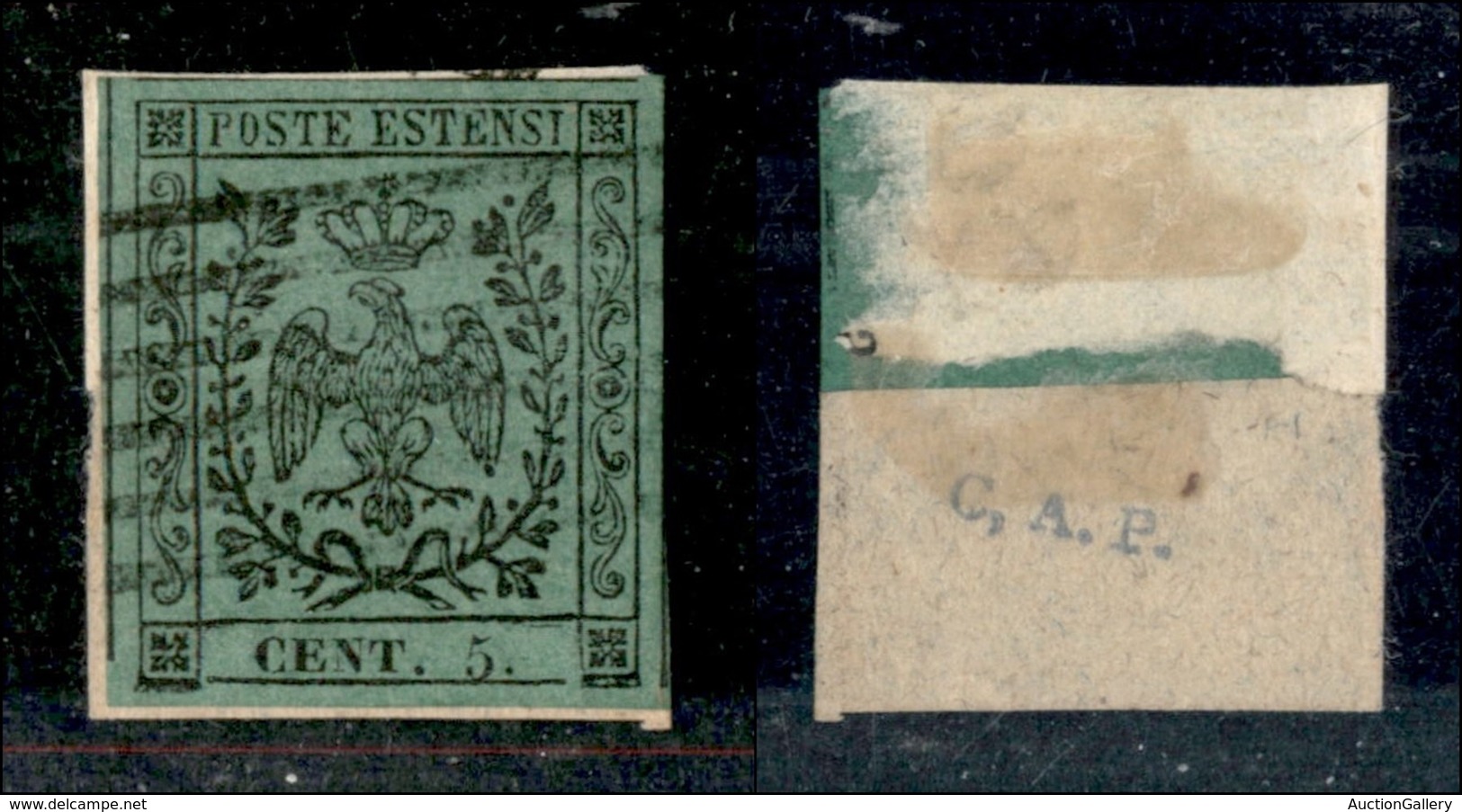 ANTICHI STATI - MODENA - 1852 - 5 Cent (7) Su Frammento (95) - Autres & Non Classés