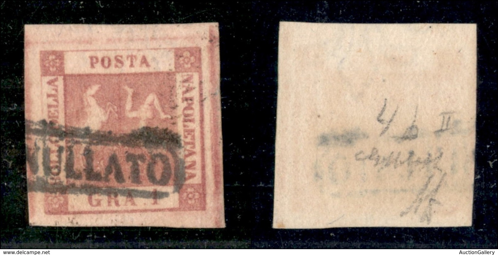 ANTICHI STATI - NAPOLI - 1859 - 1 Grano (4b - Carminio Vivo) Usato - Diena + Cert. Bolaffi (130) - Sonstige & Ohne Zuordnung