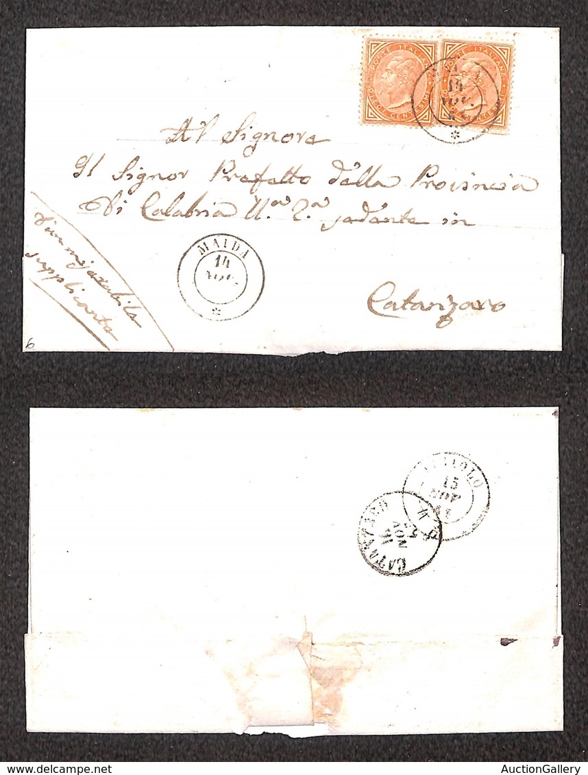 ANTICHI STATI - NAPOLI - Maida (P.ti 6) - Due 10 Cent (L17 - Regno) Su Lettera Per Catanzaro Del 14.11.65 - Sonstige & Ohne Zuordnung