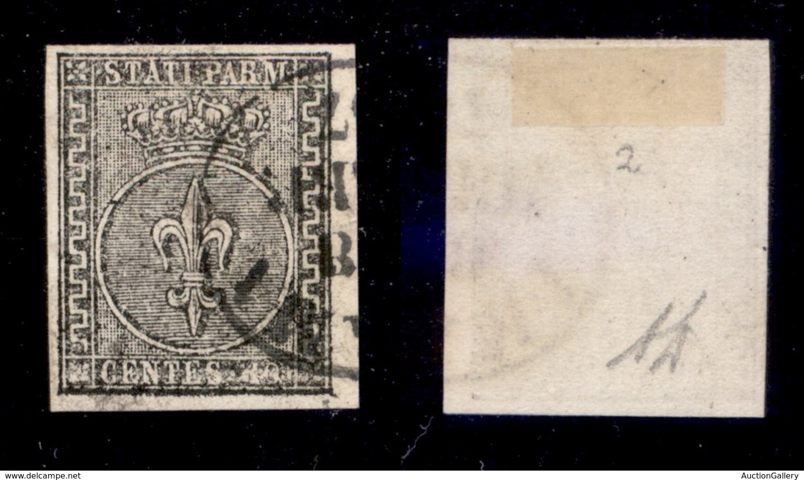 ANTICHI STATI - PARMA - 1852 - 10 Cent (2) Usato - Angolo Di Foglio - Diena (300+) - Autres & Non Classés