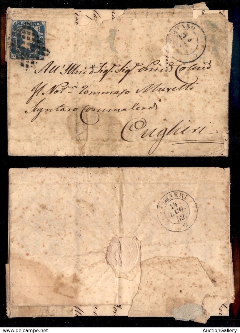 ANTICHI STATI - SARDEGNA - Oristano (P.ti 11) - 20 Cent (2) Su Lettera Per Cuglieri (doppio Cerchio In Arrivo Al Retro)  - Autres & Non Classés