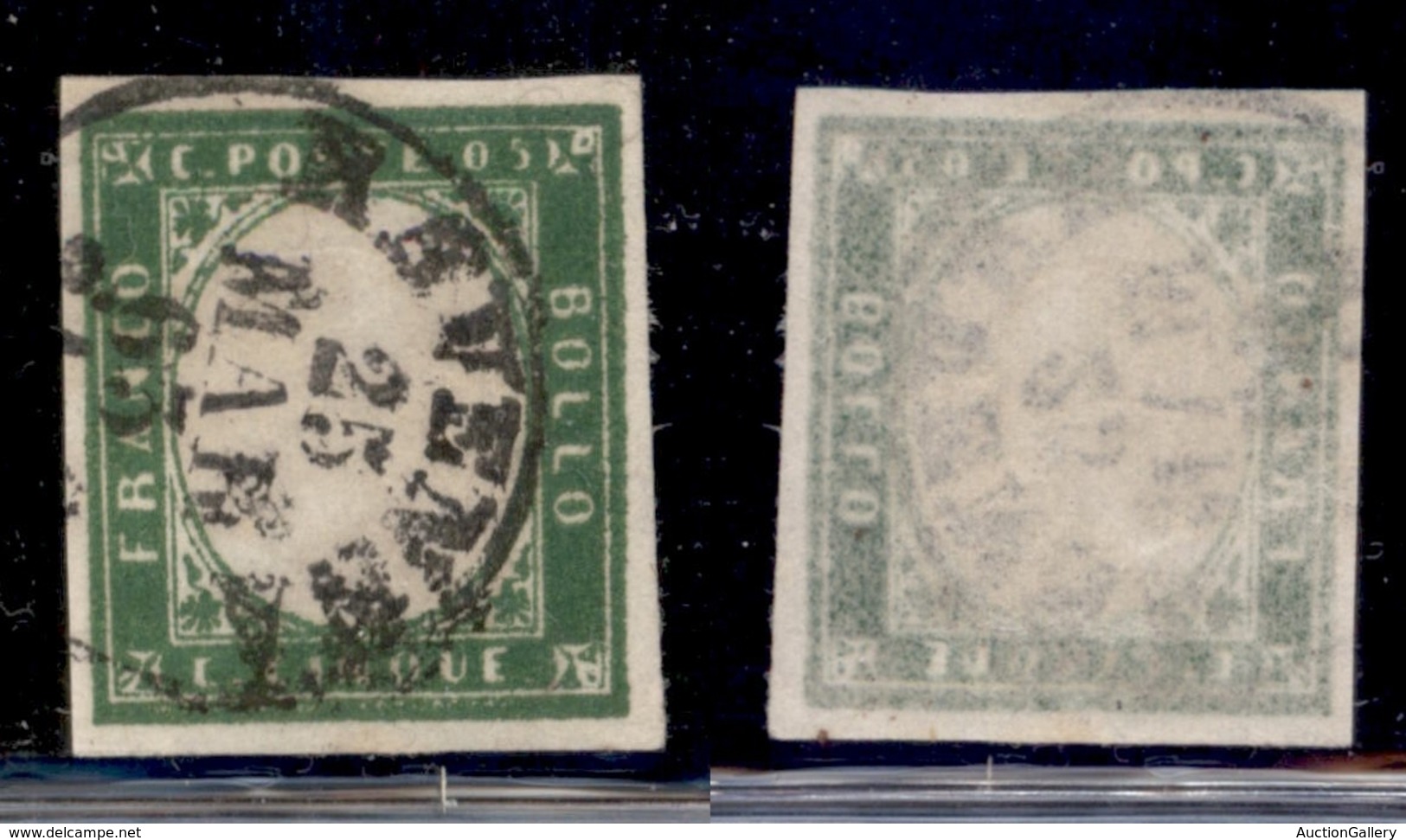 ANTICHI STATI - SARDEGNA - 1862 - 5 Cent (13D - Varietà) Usato - Decalco Della Cornice - Non Catalogato - Autres & Non Classés