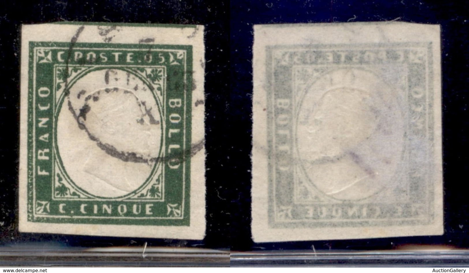 ANTICHI STATI - SARDEGNA - 1862 - 5 Cent (13Dc - Verde Olivastro) Usato (275) - Autres & Non Classés