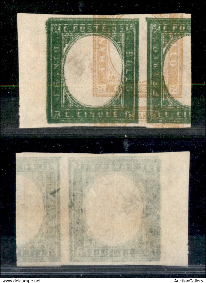 ANTICHI STATI - SARDEGNA - Resti Di Stampa - Senza Effigie - Stampa (doppia) Della Cornice Del 5 Cent (verde) Sovrappost - Autres & Non Classés