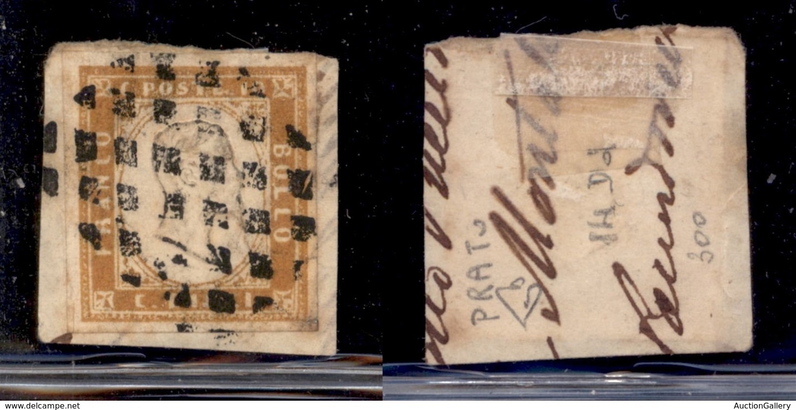 ANTICHI STATI - SARDEGNA - 1862 - 10 Cent (14Dd - Giallo Oca) Usato A Prato Su Frammento - Diena - Autres & Non Classés