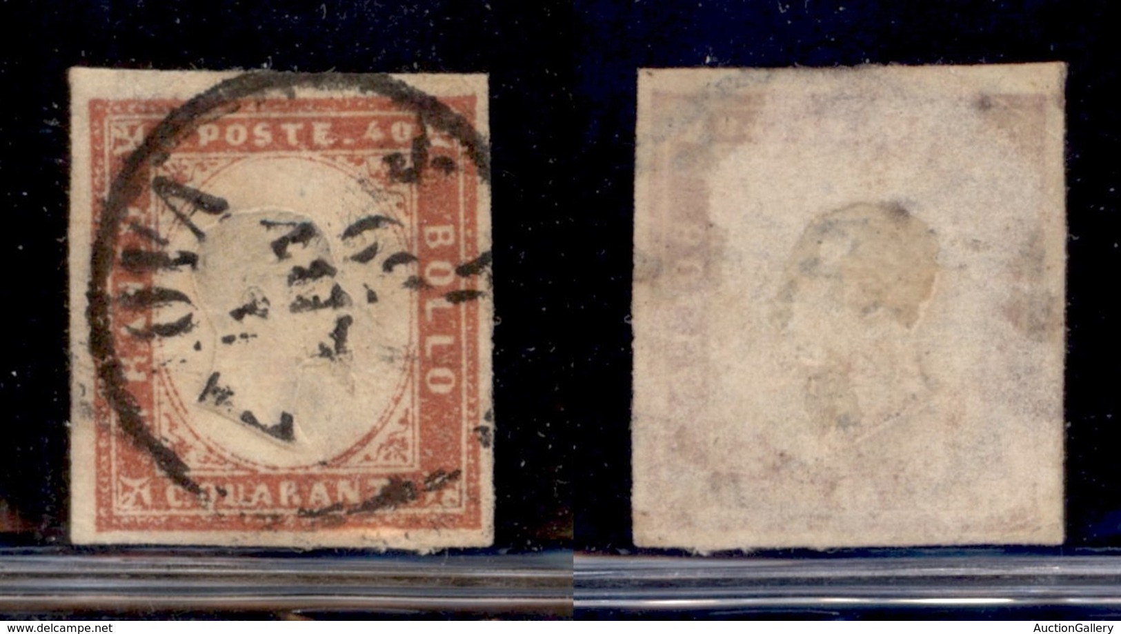 ANTICHI STATI - SARDEGNA - 1859 - 40 Cent (16B - Rosso Mattone) Usato A Genova (450) - Sonstige & Ohne Zuordnung
