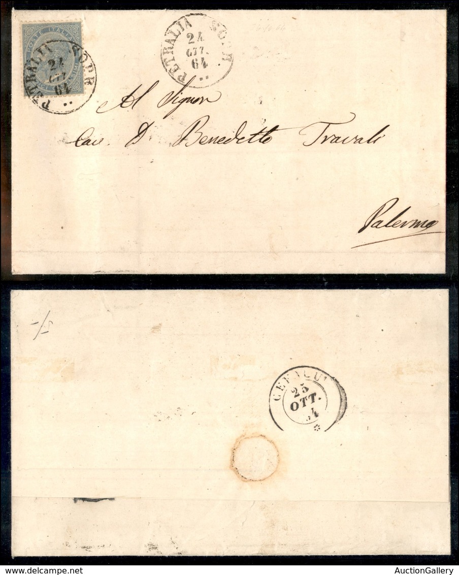 ANTICHI STATI - SICILIA - Petralia Sopr. (P.ti 7) - 15 Cent (L18 - Regno) Su Lettera Per Palermo Del 24.10.64 - Sonstige & Ohne Zuordnung