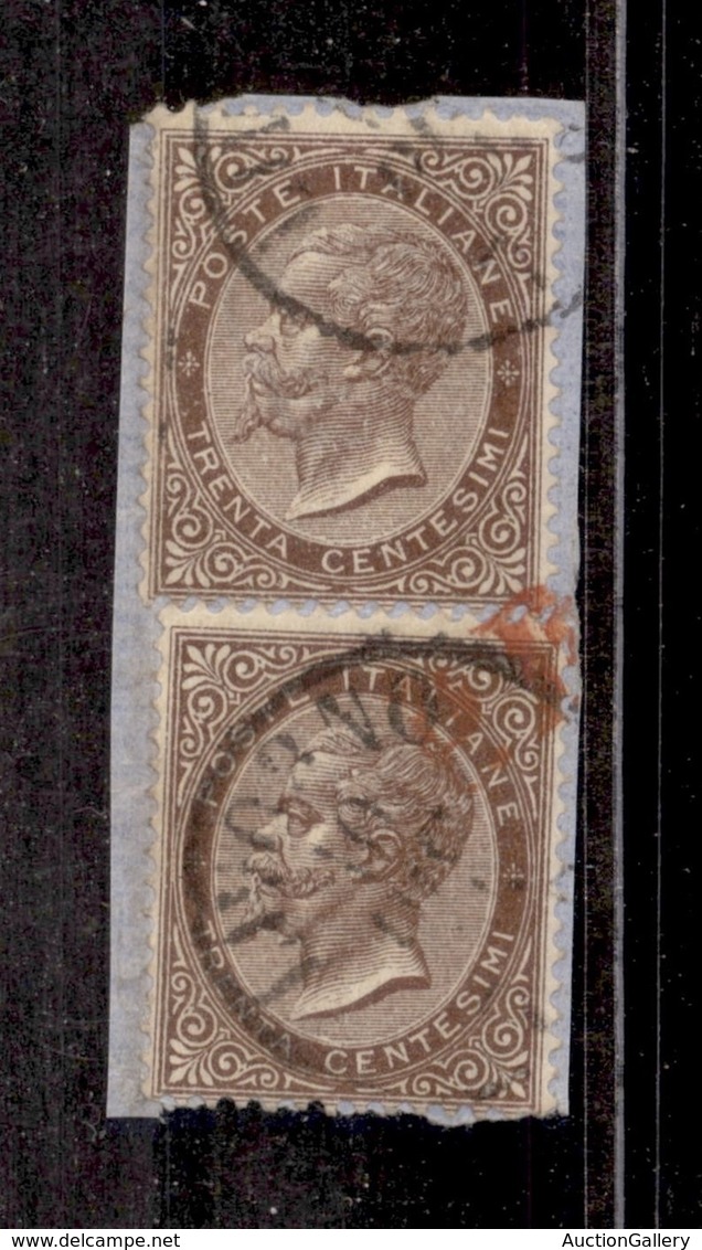 REGNO D'ITALIA - POSTA ORDINARIA - 1863 - De La Rue - Due 30 Cent (L19) Su Frammento Da Livorno (250) - Sonstige & Ohne Zuordnung