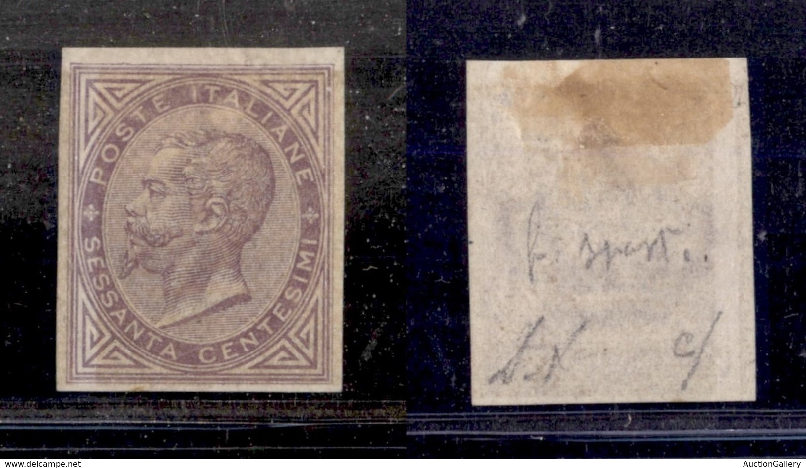 REGNO D'ITALIA - POSTA ORDINARIA - 1863 - Prove Di Colore - 60 Cent (21 - Violetto) Non Dentellato - Fondo Di Sicurezza  - Sonstige & Ohne Zuordnung